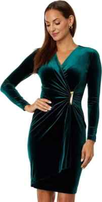 elegant green velvet dress One Shoulder Draped Velvet Gown With Chain Accent In Emerald