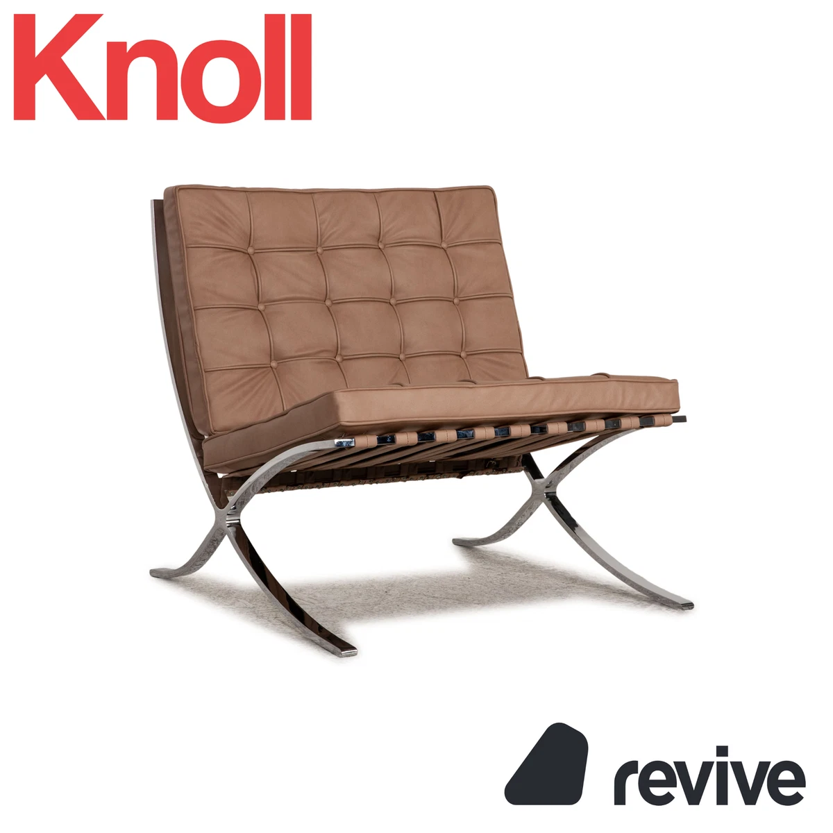 Knoll International Barcelona Chair Fabric Armchair Beige Chair Vintage Vegan