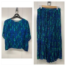 Vintage Orvis Skirt & Blouse Pair Womens Ladies Medium Festival Blue / Green