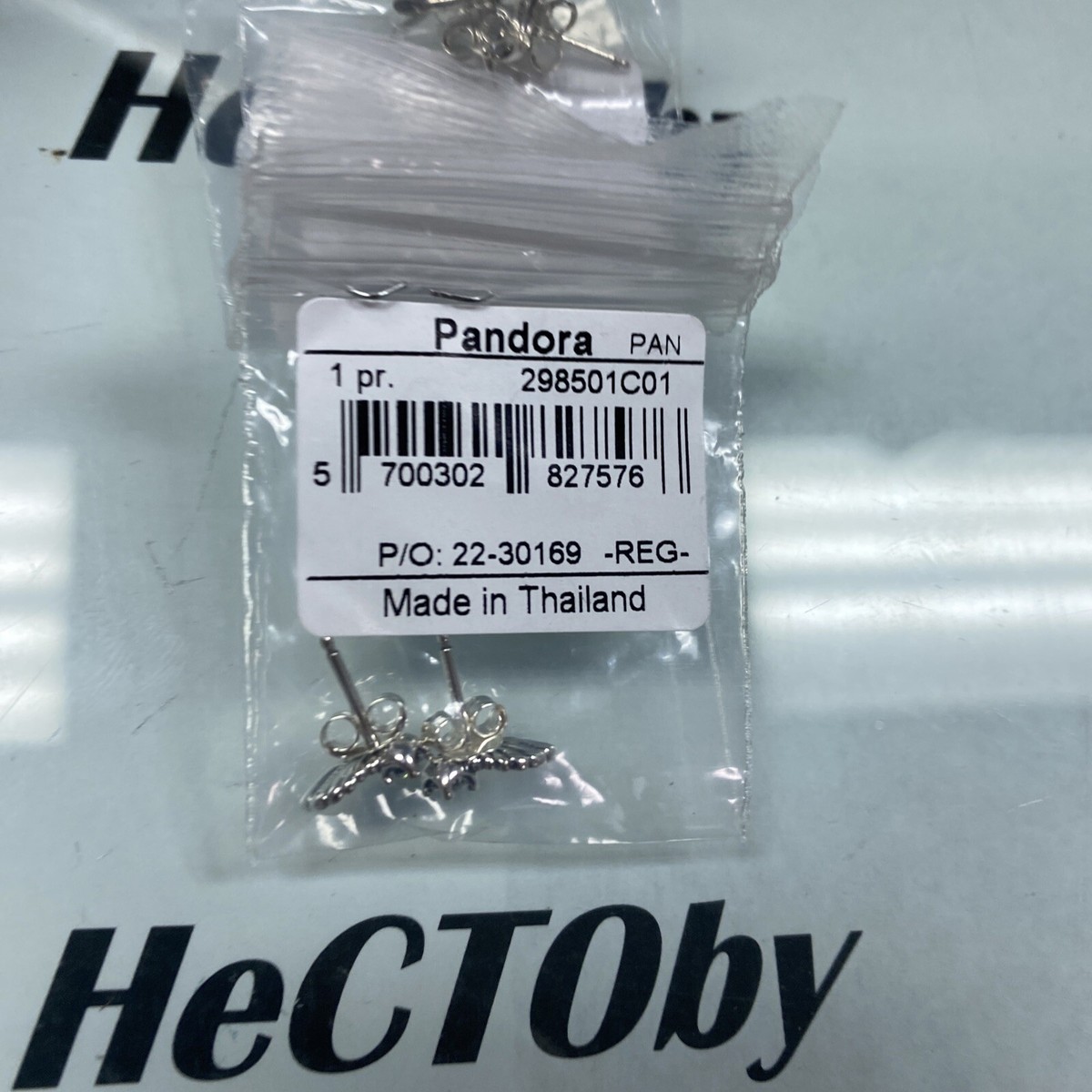 Authentic Pandora #298501C01 Sparkling Angel Wing Stud Earrings with CZ