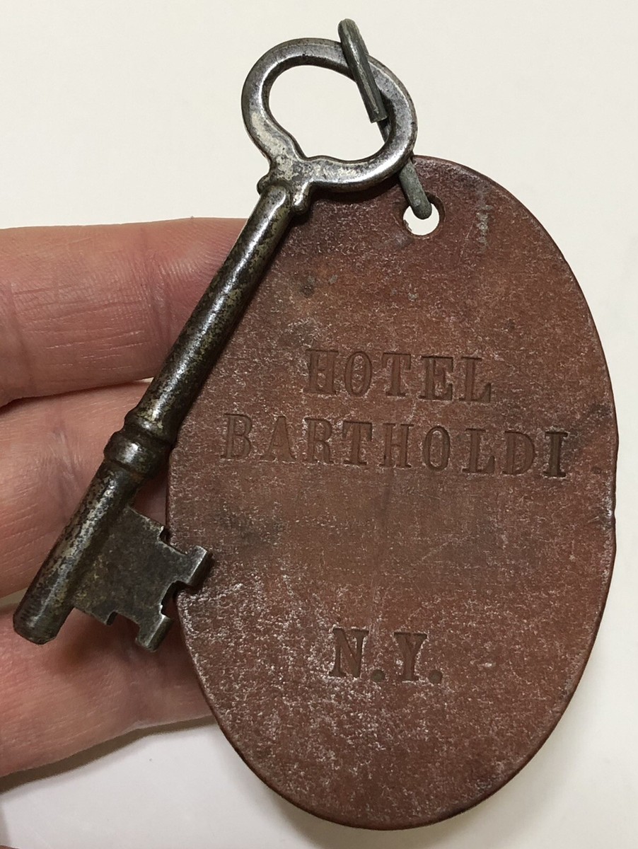 Antique 1800s HOTEL BARTHOLDI Hotel Room Skeleton Key / Fob