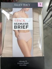 ELLEN TRACY ESSENTIALS Sz S 35  -36  4 Pack Seamless Brief  BEIGE-Ultimate Fit NEW