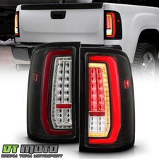 For 2007-2013 Gmc Sierra 1500 Glossy Black Full Led W Tube Tail Lights Lamps