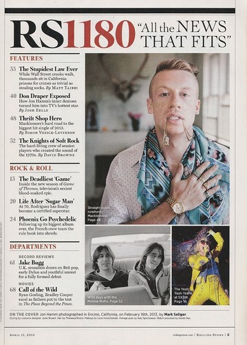 Rolling Stone April 11, 2013 JON HAMM-MACKLEMORE-JAKE BUGG-TYLER the CREATOR - Picture 2 of 3
