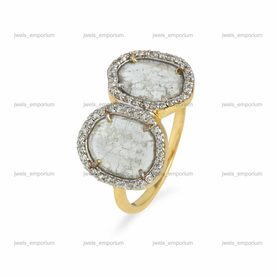 Anillo de compromiso de eternidad de diamantes redondos naturales de plata de ley 925 Foto 4 de 4