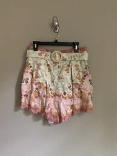 NWT Authentic ZIMMERMANN Laurel Belted Floral Linen Shorts sz AU 3/ US 8-10