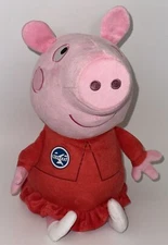 Peppa Pig 13.5 Inch Tourist Plush Stuffed Animal Travel Fun Airplane Red Dress