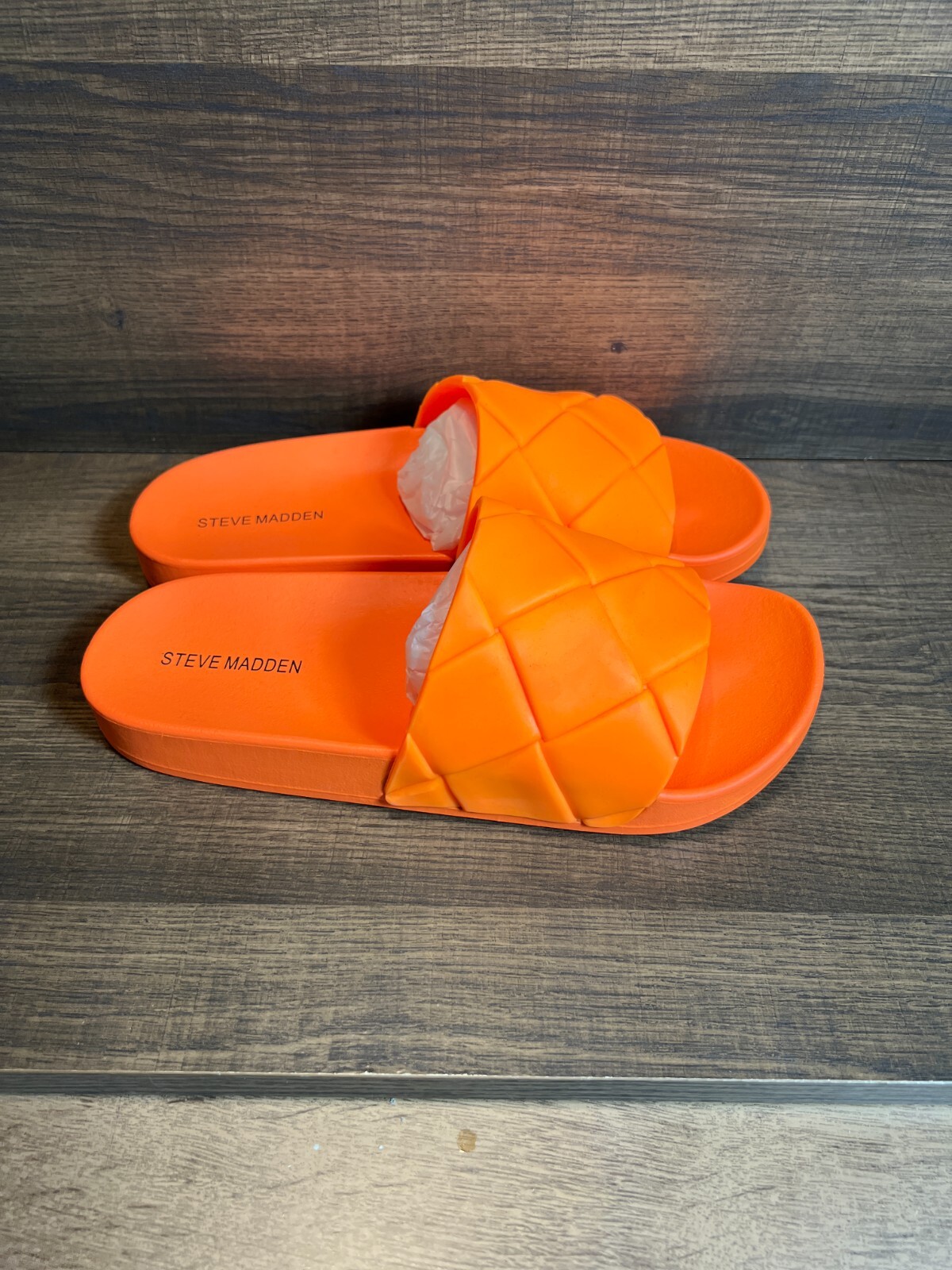 NWB Steve Madden Women's Soulful Quilted Slide 8M Slip On Orange  195189751932 | eBay