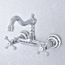 Wall Mount Polished Chrome Brass Bathroom Sink Faucet Kitchen Mixer Tap fsf786