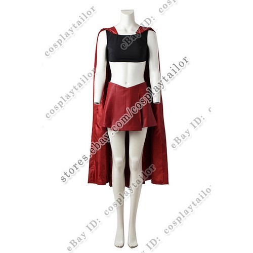 Superman Supergir Cosplay Kara Zor-El Costume with Cape Red Dress Uniform Skirt - Picture 6 of 11
