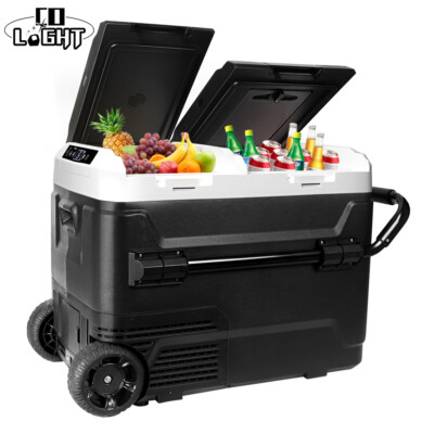 #ad 53Qt Car Refrigerator Dual Zone Portable for Camping Travel with Car Battery $818.39