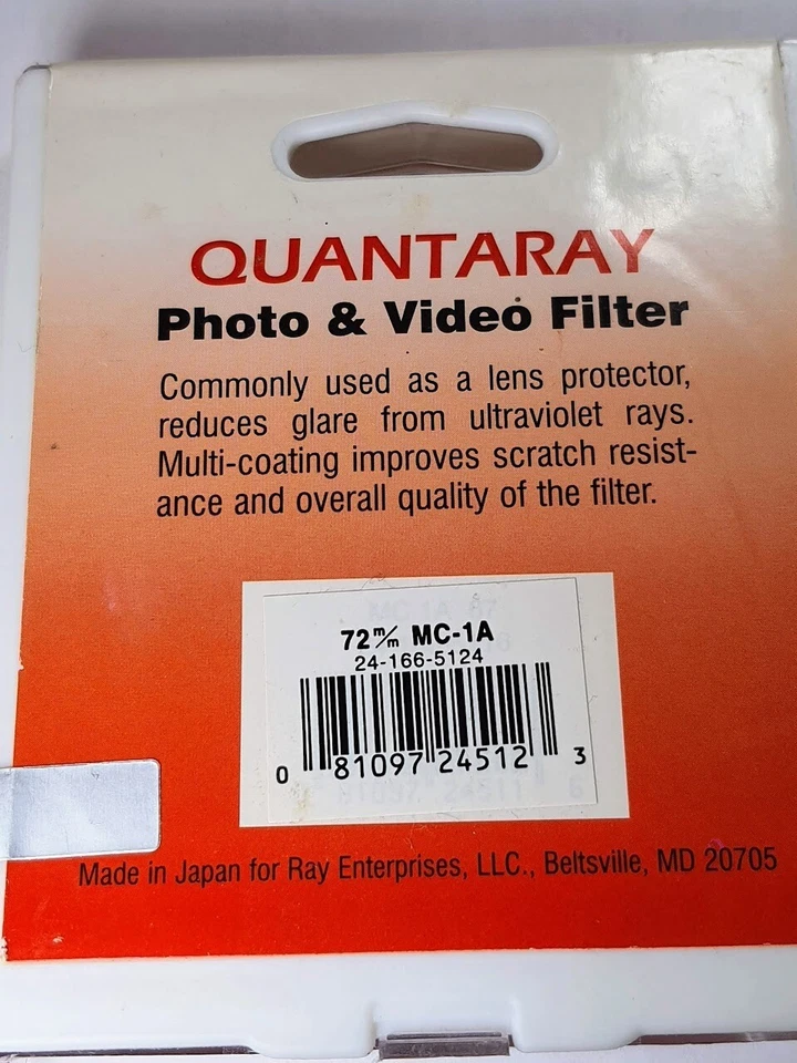 72mm Multi Coated Skylight 1A Glass Lens Filter Japan Genuine 72 mm Quantaray MC - Image 4 of 4