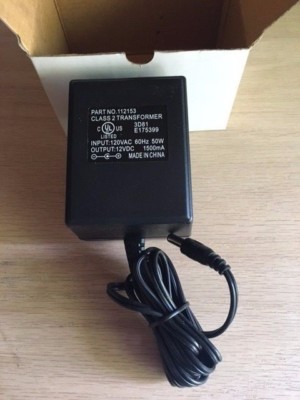 Class 2 Transformer - pn# 112153, input 120 VAC 60Hz 50w, output 12 VDC 1500mA