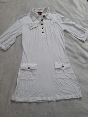 Bobi Womens Shirt Dress Short Sleeve White Size S R54