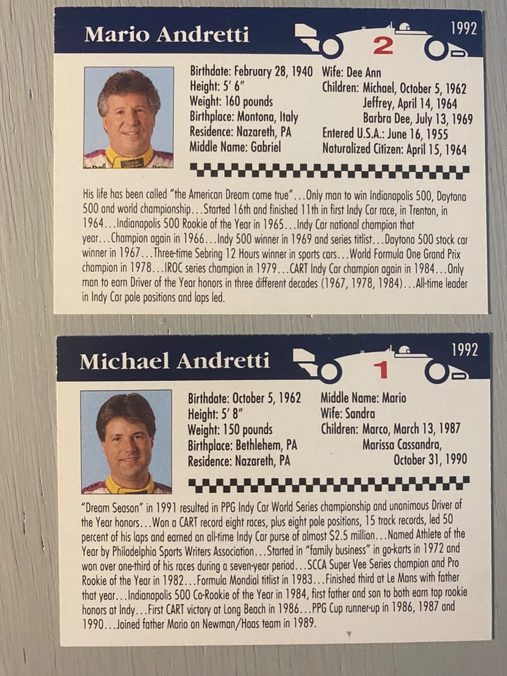 1992 K-Mart Andretti Father & Son Pack  - Michael #1 & Mario Andretti #2 - Image 2 of 2