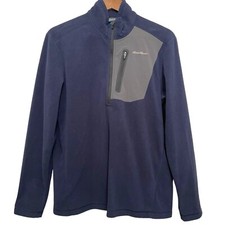 Eddie Bauer First Ascent Mens 1/4 Zip Fleece Sweatshirt Size M Blue Outdoor