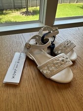 New w/ Tags Janie Jack White Lattice Sandals, 7T Toddler Girls NWT