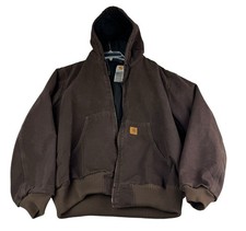 Giacca Carhartt vintage attiva con cappuccio marrone scuro J130 DKB uomo grande abbigliamento da lavoro