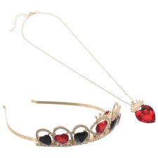 1 Set Red Heart Crown and Necklace Set Durable Bridal Tiara for Weddings