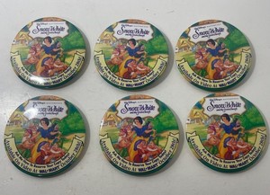6x Disney Snow White And The Seven Dwarfs Walmart Video Promo Button Disney Pin