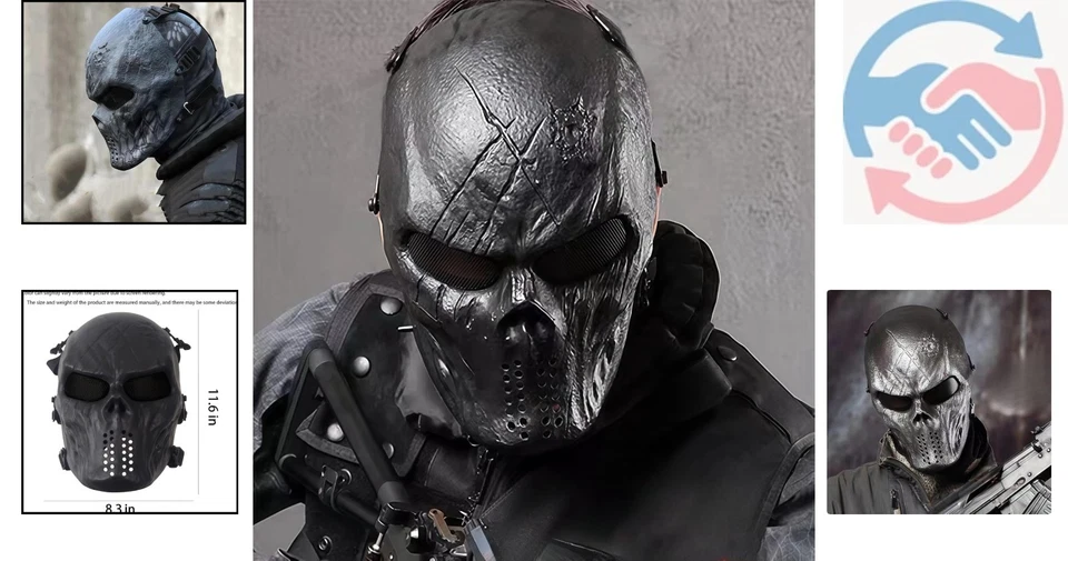 Máscara Esqueleto Oscuro con Ajuste Ajustable - Imprescindible para Fiestas y Juegos de Airsoft Foto 2 de 4