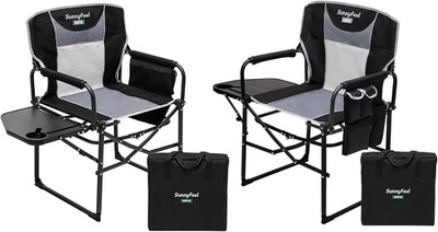 Oversized Camping Directors Chair 2 Pack, Portable Folding Lawn Chairs for Adult