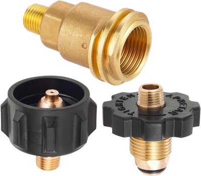 3 PCS Propane Gas Brass Fitting Adapters   QCC1 Male/Pol Female to 1/4'' NPT Male
