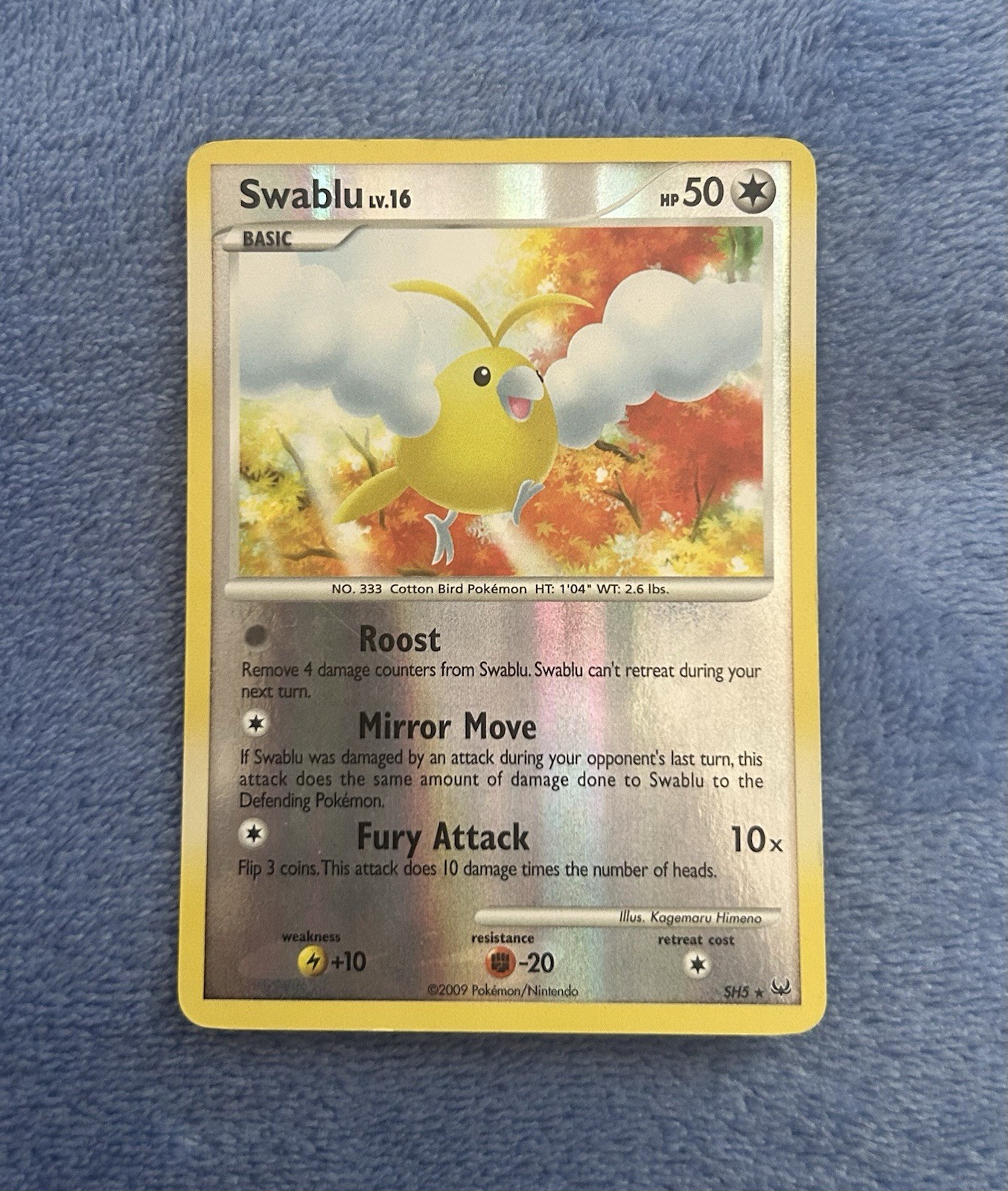 Swablu Pokemon Card Shiny Reverse Holo #SH5 First Edition Moderately Played