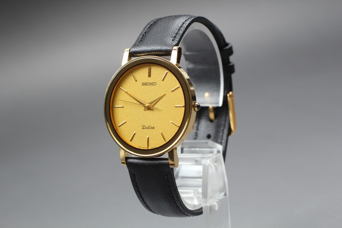 Vintage 1987 N MINT Seiko Dolce 9531-602A SGP Gold Round HAQ Qz