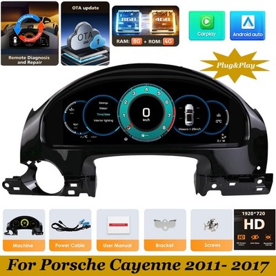 Virtual Cockpit HD Speedometer Digital Cluster for Porsche Cayenne 11-17 CarPlay
