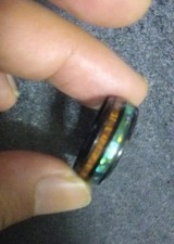 Black Stainless Steel Jade And Brown Men's Wedding Band Ring Size 7 Pre-owned 