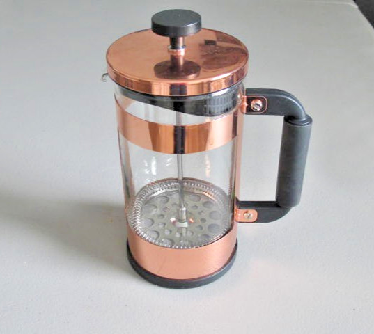 8" High Copper Tone & Black Glass Carafe 20 Oz Bayka