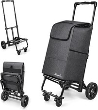 2 in 1 Foldable Shopping Cart Groceries 250LBS Heavy Duty Grocery Cart on Wheels