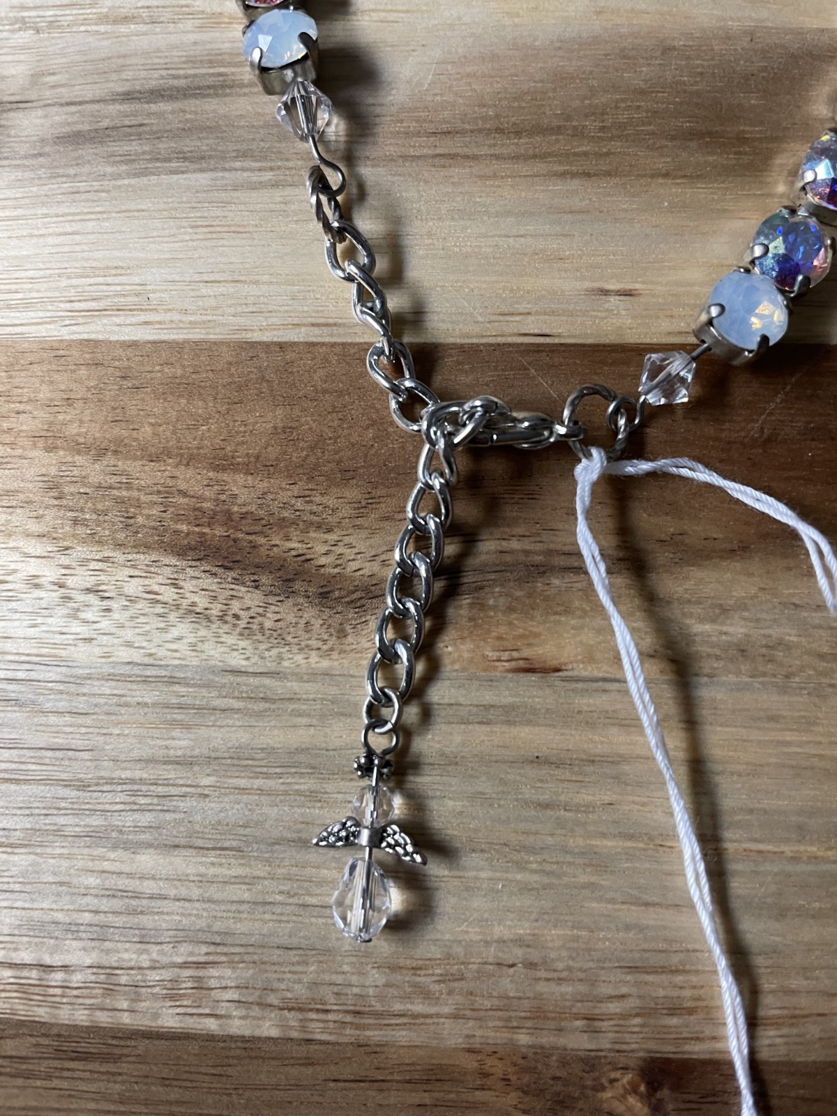 Clear Crystal Silver Pearl Statement Necklace - image 2