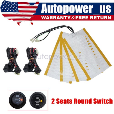 #ad 2Seat 12V Universal Carbon Fiber Car Heated Seat Heater Kit with Round Switch $35.29
