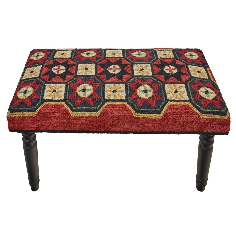 Nuevo Taburete de banco enganchado estrella arte popular estilo americano primitivo antiguo soporte Foto 4 de 4