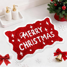 Christmas Bath Mat Red Merry Christmas Bathroom Rug Super Soft Absorbent Bathroo