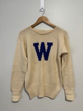 Vintage 1940s 50s D.C Horton Wool Ivy League College Varsity Knit Sweater Medium
