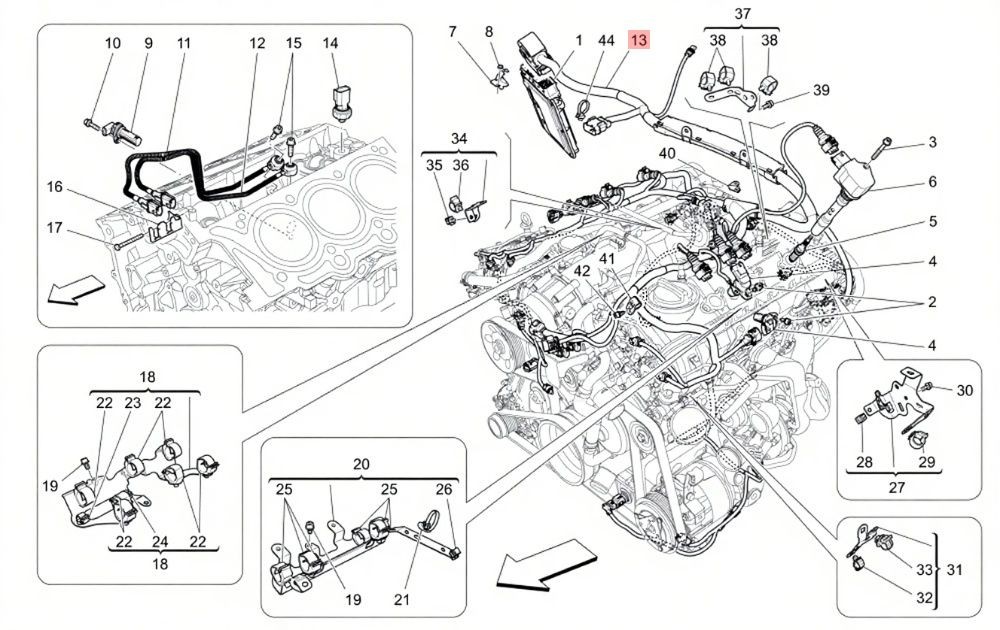 13-19 MASERATI QUATTROPORTE S Q4 FRONT ENGINE INJECTION WIRING HARNESS OEM