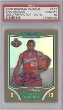 2008 Bowman Draft Picks & Stars Gold Refractor 15/25 Eric Gordon PSA 10 Auto 2e6