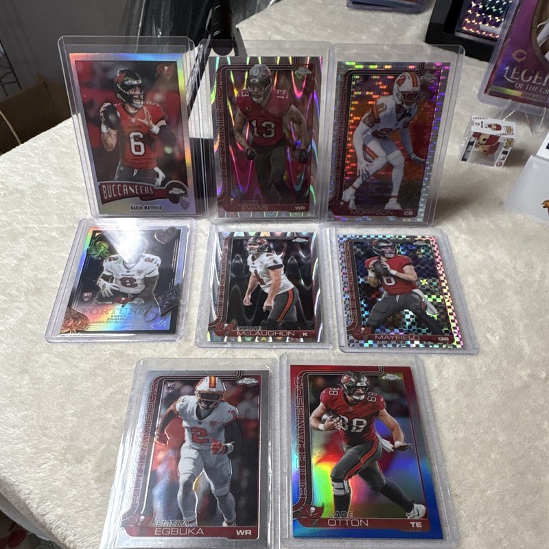 Topps Chrome 2025 Tampa Bay Buccaneers 8-Card Lot Mayfield, Evans + Ebueka
