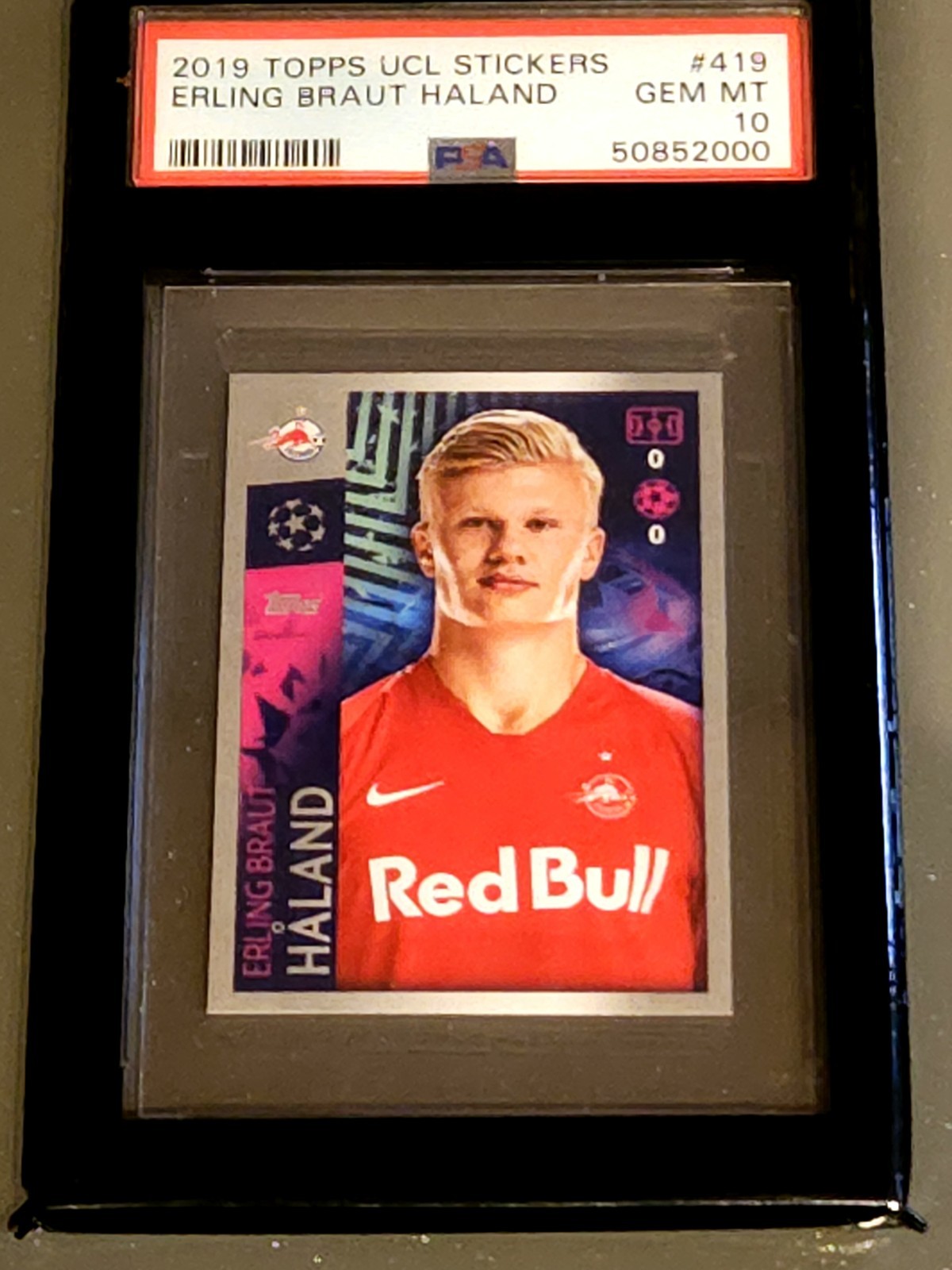 2019 Topps UCL Stickers #419 Erling Haaland Haland Rookie PSA 10 World CUP