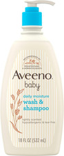 Aveeno Baby Daily Moisture 2 in 1 Shampoo and Wash 18 Fl Oz Gentle Cleanser