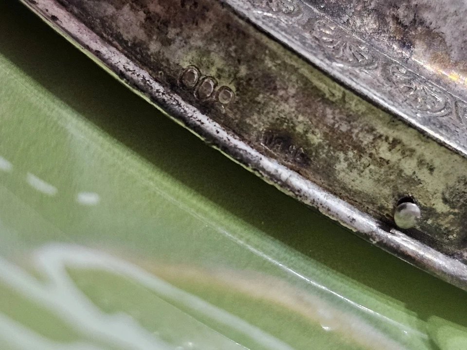 Antico Medaglione In Argento 800 Culla O Capezzale - Immagine 3 di 4