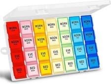 Extra Large Weekly Pill Organizer 4 Times a DayXL Large Pill Box 7 Day Medici...