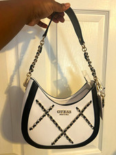 GUESS White/Black Colorblock Crescent Shoulde...