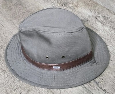 Conner Handmade Large Hat Organic Cotton Fedora Safari Outback Gray Brown Leathe