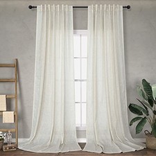 Linen Curtains 90 Inches Long for Bedroom 2 52"W x 90"L Pack of 2 Natural
