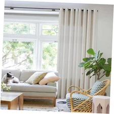 Extra Wide 100 Inch Linen Curtains 84 Inches 100"W x 84"L (Pack of 1) Natural