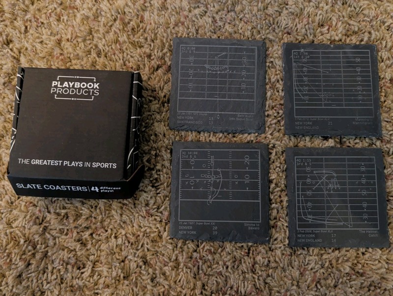 Playbook Products New York Giants 4 Slate Coasters - Greatest Plays In Sports
